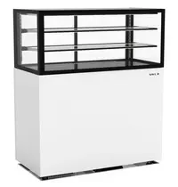 SAYL Neutrale Vitrine | INTEGRA | Wit/Zwart | 3 Niveaus | Wielen (Geremd) | 1200x600x1400(h)mm