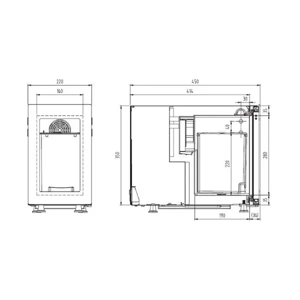 Melkkoeler | Energiezuinig | 9L | RVS/Zwart | 0°C/+4°C | Geforceerd | Incl. Melkcontainer (4.5L) | 220x450x376(h)mm