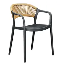 E.R.S. Stoel | PVC Rotan/Kunststof | Zwart/Cognac | In-/Outdoor | Stapelbaar | 570x550x800(h)mm 