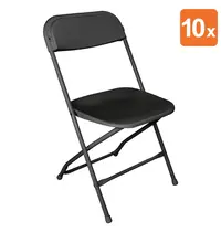 Bolero Opklapbare Stoelen | Kunststof/Staal | Black | In-/Outdoor | Stapelbaar | 10 Stuks | 440x480x800(h)mm