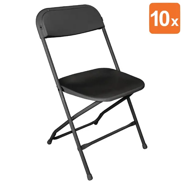 Opklapbare Stoelen | Kunststof/Staal | Black | In-/Outdoor | Stapelbaar | 10 Stuks | 440x480x800(h)mm