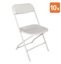 Bolero Opklapbare Stoelen | Kunststof/Staal | White | In-/Outdoor | Stapelbaar | 10 Stuks | 440x480x800(h)mm