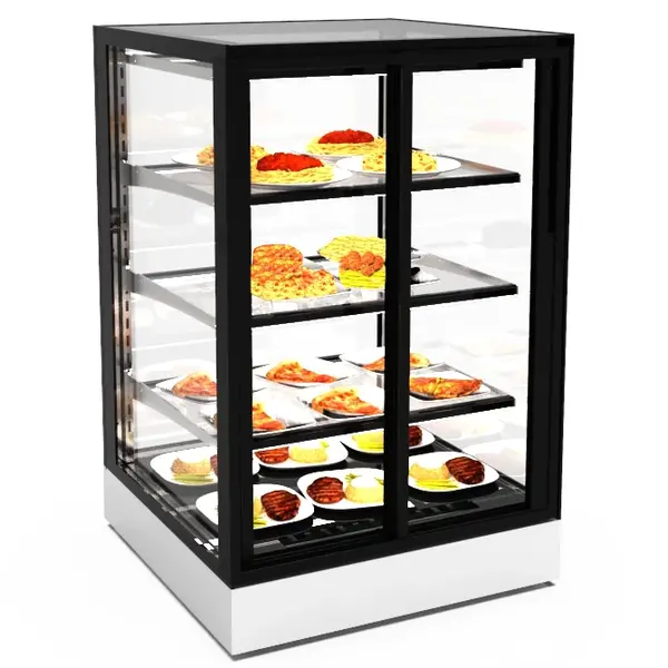 Koelvitrine | INTEGRA | Zwart/Wit | +2°C/+6°C | Geforceerd | 4 Niveaus | Zelfbediening | Touchscreen | Losse Koelunit (Inbouw) | 600x600x950(h)mm