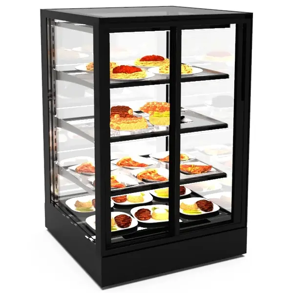 Koelvitrine | INTEGRA | Zwart | +2°C/+6°C | Geforceerd | 4 Niveaus | Zelfbediening | Touchscreen | Losse Koelunit (Inbouw) | 600x600x950(h)mm