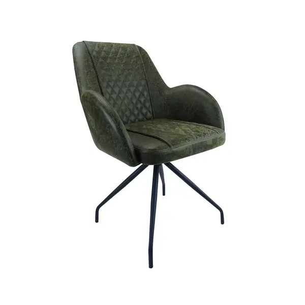 Stoel | Leer/Metaal | Moss | Zwarte Poten | Indoor | 570x580x850(h)mm