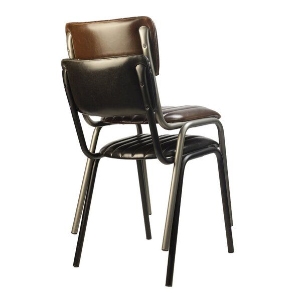 Stoel | Kunstleer/Metaal | Bruin | Zwart Frame | Indoor | Stapelbaar | 430x470x830(h)mm