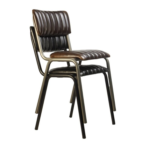 Stoel | Kunstleer/Metaal | Bruin | Zwart Frame | Indoor | Stapelbaar | 430x470x830(h)mm