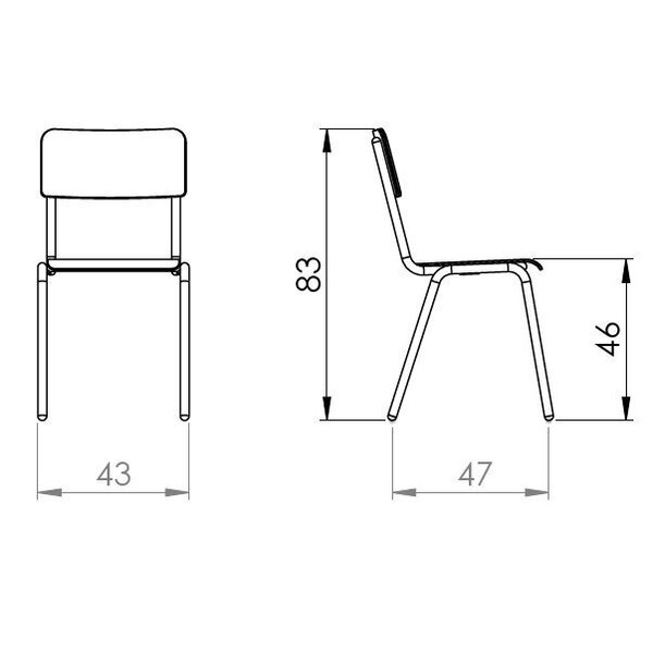 Stoel | Kunstleer/Metaal | Zwart | Indoor | Stapelbaar | 430x470x830(h)mm