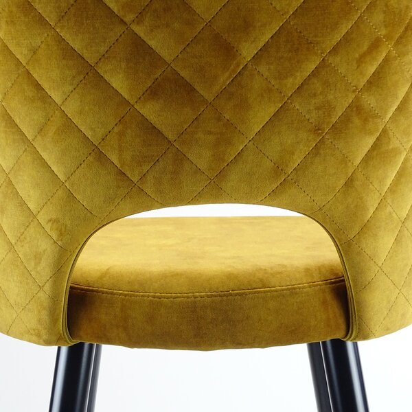 Barkruk | Fluweel/Metaal | Goudkleurig | Zwarte Poten | Indoor | 480x540x1140(h)mm