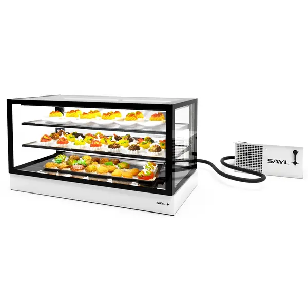 Koelvitrine | INTEGRA | Zwart/Wit | +2°C/+6°C | Geforceerd | 3 Niveaus | Touchscreen | Losse Koelunit (Inbouw) | 1200x600x650(h)mm