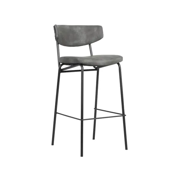 Barkruk | Kunstleer/Metaal | Antraciet | Zwart Frame | Indoor | 450x550x1020(h)mm