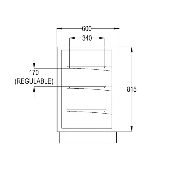 Drop-In Koelvitrine | INTEGRA | Zwart | +2°C/+6°C | Geforceerd | 4 Niveaus | Zelfbediening | Touchscreen | Losse Koelunit | 1200x600x815(h)mm
