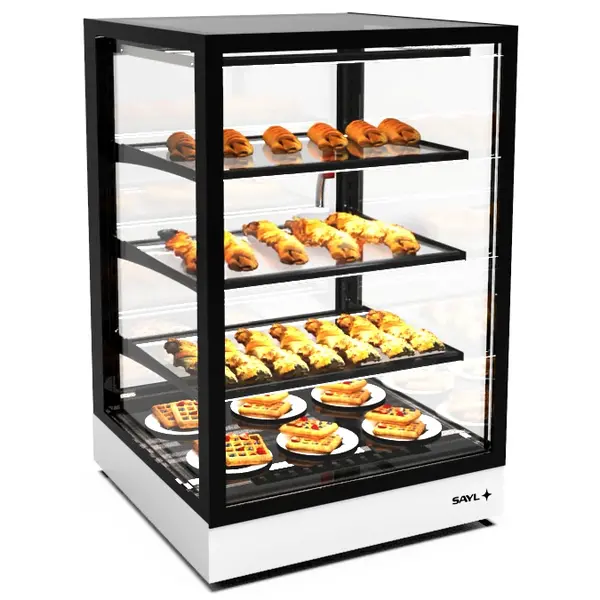 Warmhoudvitrine | INTEGRA | Zwart/Wit | 60°C/70°C | Geventileerd | 4 Niveaus | 0.73kW (230V) | Touchscreen | 600x600x950(h)mm