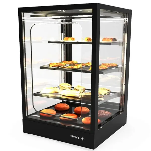Warmhoudvitrine | INTEGRA | Zwart | 60°C/70°C | Geventileerd | 4 Niveaus | Zelfbediening | 1.06kW (230V) | Touchscreen | 600x600x950(h)mm