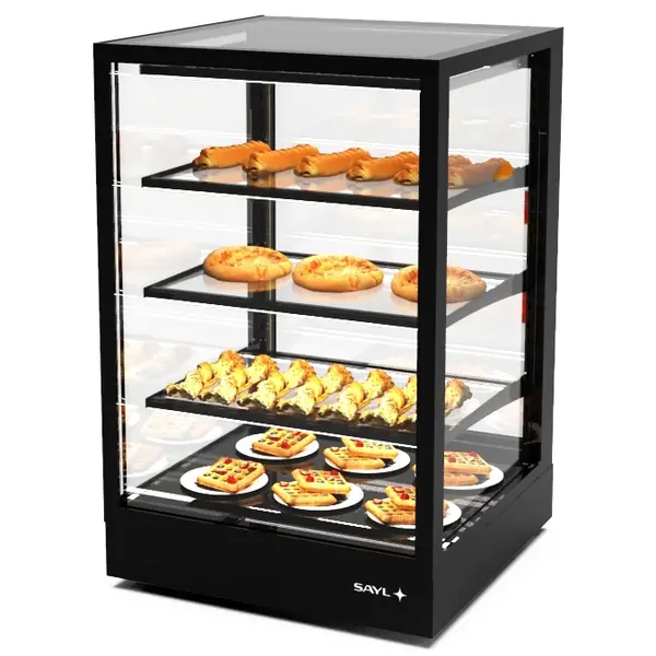 Warmhoudvitrine | INTEGRA | Zwart | 60°C/70°C | Geventileerd | 4 Niveaus | 0.73kW (230V) | Touchscreen | 600x600x950(h)mm