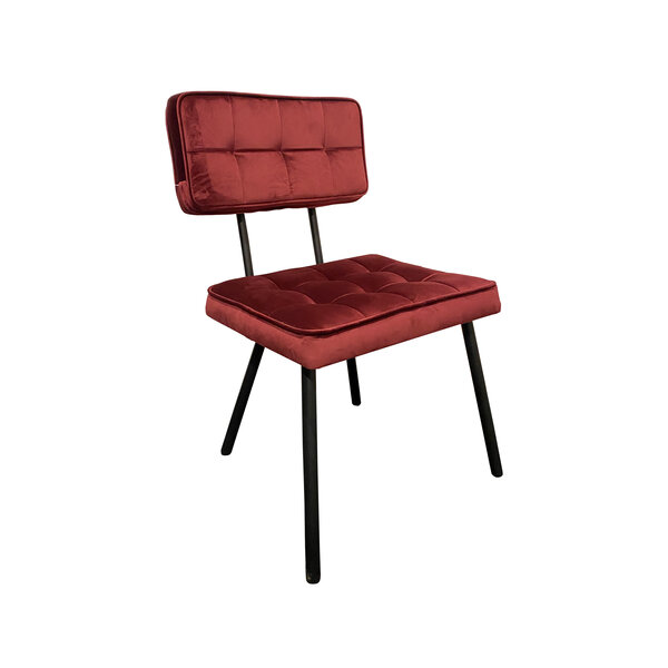 Stoel | Stof/Metaal | Donkerrood | Zwart Frame | Indoor | 510x530x870(h)mm