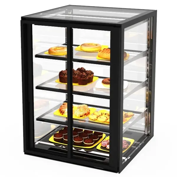Neutrale Vitrine | INTEGRA | Zwart | 4 Niveaus | Zelfbediening | 600x600x815(h)mm