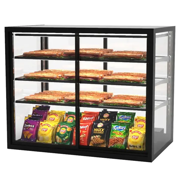 Neutrale Vitrine | INTEGRA | Zwart | 4 Niveaus | Zelfbediening | 1000x600x815(h)mm
