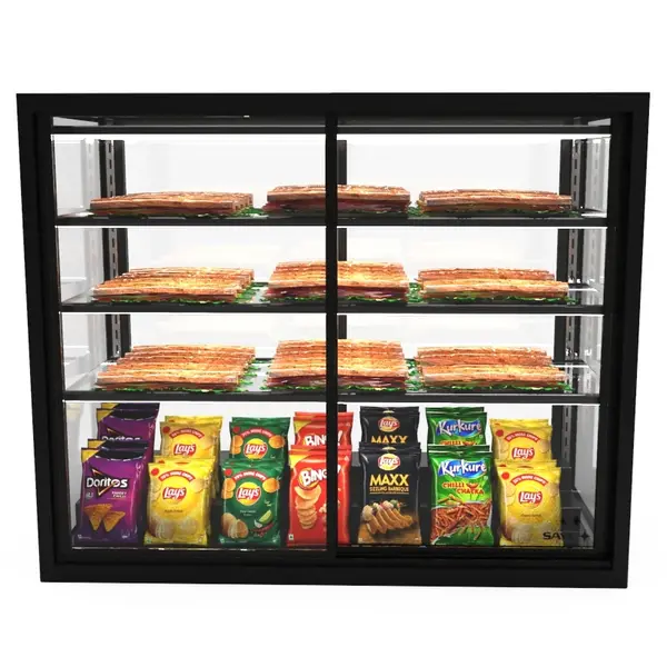 Neutrale Vitrine | INTEGRA | Zwart | 4 Niveaus | Zelfbediening | 1000x600x815(h)mm