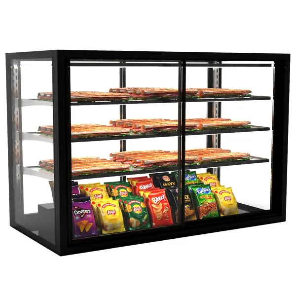 Neutrale Vitrine | INTEGRA | Zwart | 4 Niveaus | Zelfbediening | 1200x600x815(h)mm