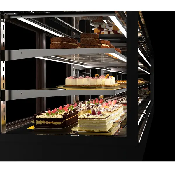 Neutrale Vitrine | INTEGRA | Zwart | 4 Niveaus | Zelfbediening | 1200x600x815(h)mm