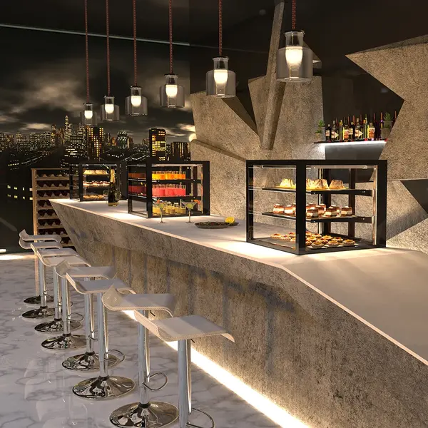 Neutrale Vitrine | INTEGRA | Zwart | 4 Niveaus | Zelfbediening | 1200x600x815(h)mm