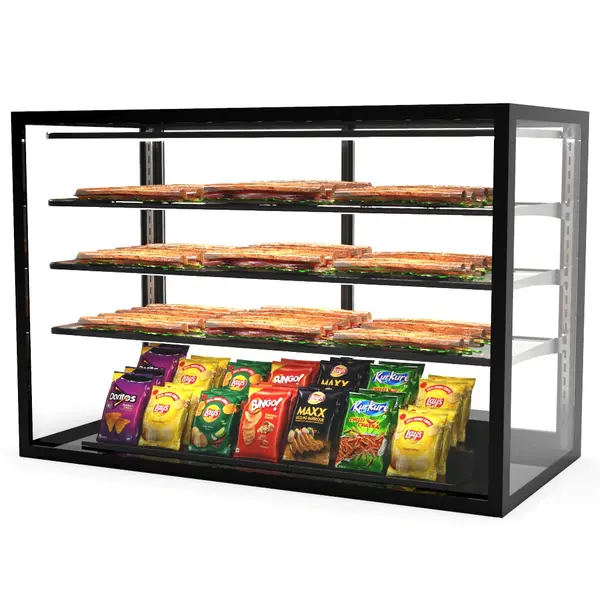 Neutrale Vitrine | INTEGRA | Zwart | 4 Niveaus | 1200x600x815(h)mm