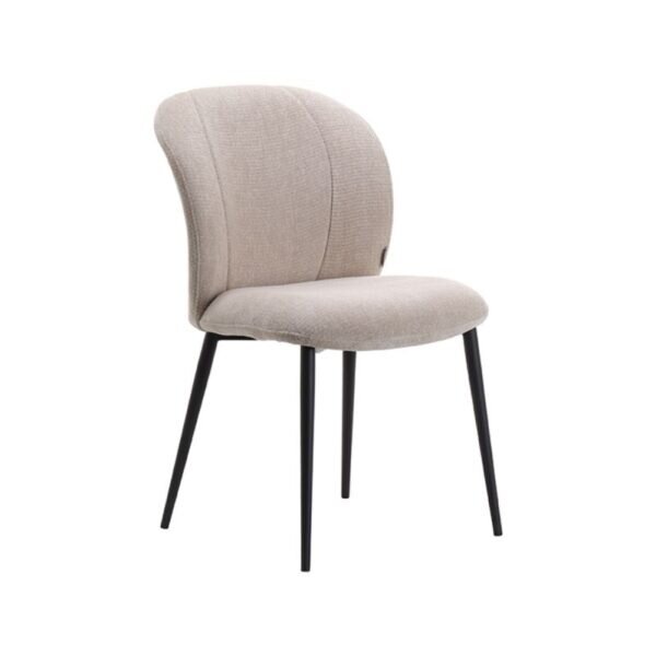 Stoel | Stof/Metaal | Naturel | Zwarte Poten | Indoor | 490x620x850(h)mm