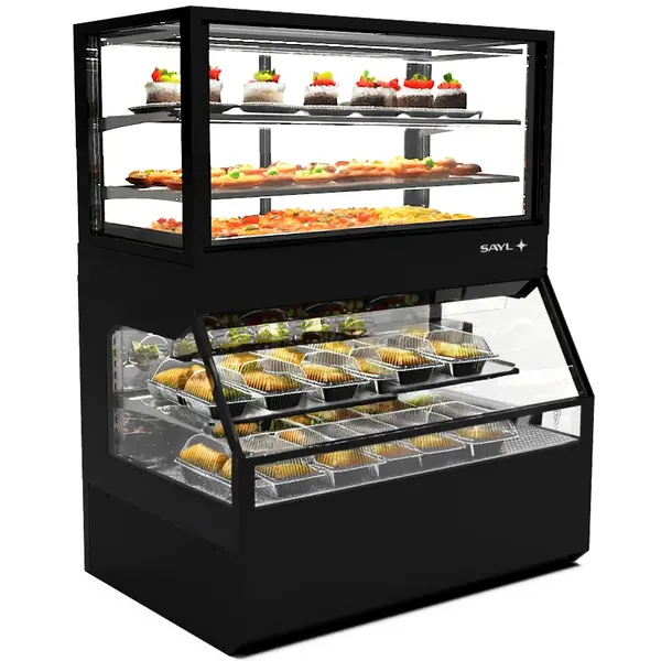 Wandmeubel (Verwarmd + Gekoeld) | INTEGRA COMBI | Zwart | 60°C/70°C (Onder) | +4°C/+8°C (Boven) | Open (Onder) | Touchscreen | 1200x800x1480(h)mm