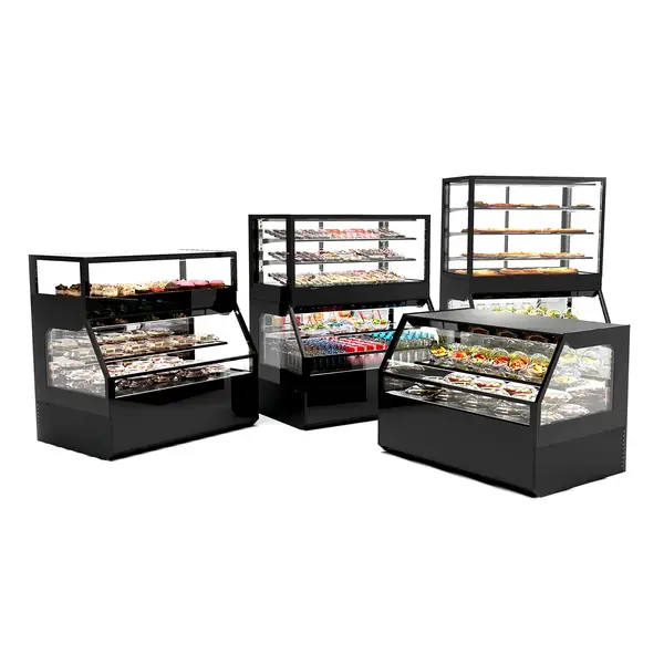 Wandmeubel (Verwarmd + Gekoeld) | INTEGRA COMBI | Zwart | 60°C/70°C (Onder) | +4°C/+8°C (Boven) | Open (Onder) + Schuifdeuren (Boven) | Touchscreen | 1200x800x1780(h)mm