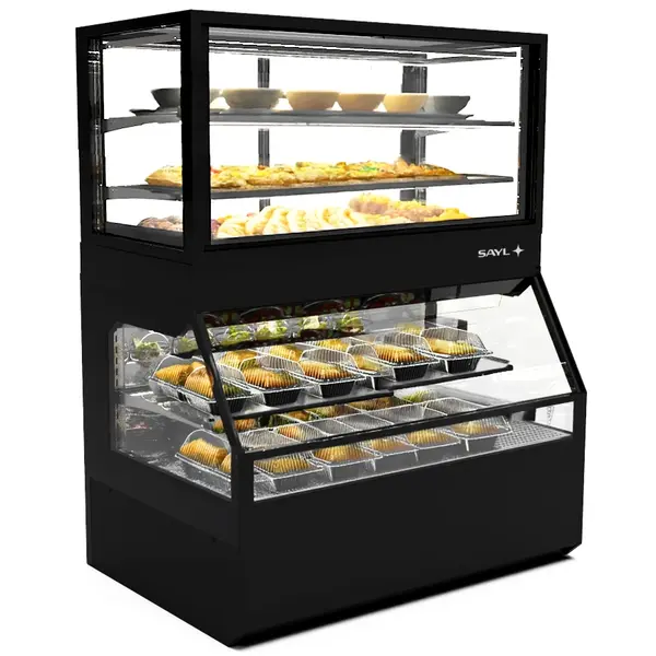 Wandmeubel (Verwarmd + Neutraal) | INTEGRA COMBI | Zwart | 60°C/70°C (Onder) | 2 + 3 Niveaus | Zelfbediening (Onder) | 1.8kW (230V) | Touchscreen | 1200x800x1480(h)mm