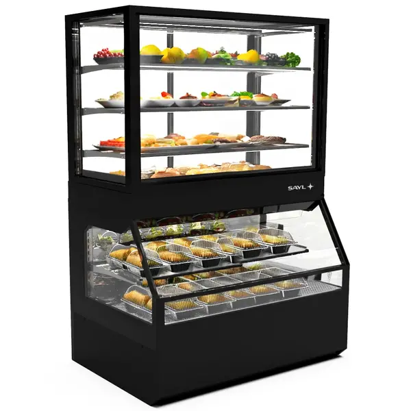 Wandmeubel (Verwarmd + Neutraal) | INTEGRA COMBI | Zwart | 60°C/70°C (Onder) | 2 + 4 Niveaus | Zelfbediening (Onder) | 1.8kW (230V) | Touchscreen | 1200x800x1780(h)mm