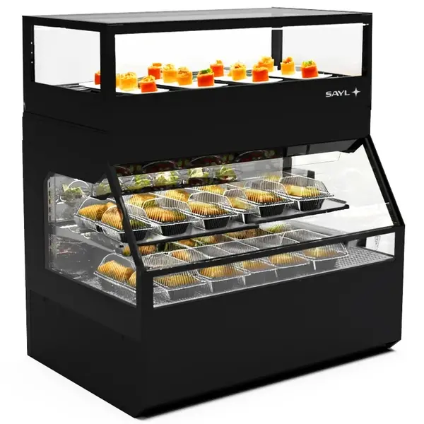 Wandmeubel (Verwarmd + Gekoeld) | INTEGRA COMBI | Zwart | 60°C/70°C (Onder) | +4°C/+8°C (Boven) | Open (Onder) | Touchscreen | 1200x800x1230(h)mm
