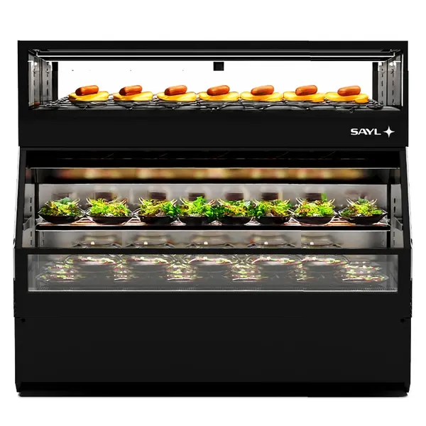 Wandmeubel (Gekoeld + Verwarmd) | INTEGRA COMBI | Zwart | +4°C/+8°C (Onder) | 60°C/70°C (Boven) | Open (Onder) | Touchscreen | 1200x800x1230(h)mm