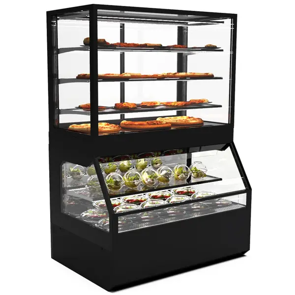 Wandmeubel (Gekoeld + Verwarmd) | INTEGRA COMBI | Zwart | +4°C/+8°C (Onder) | 60°C/70°C (Boven) | Open (Onder) | Touchscreen | 1200x800x1780(h)mm