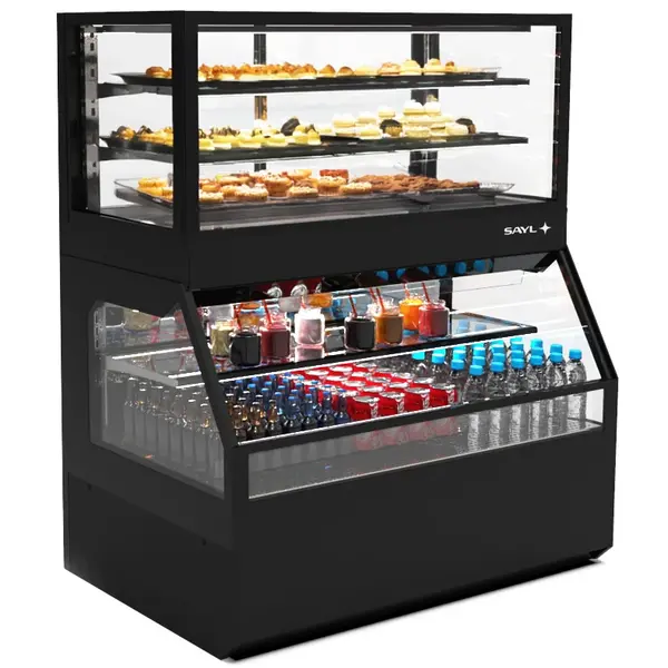 Wandmeubel (Gekoeld + Neutraal) | INTEGRA COMBI | Zwart | +4°C/+8°C (Onder) | Open (Onder) | Touchscreen | 1200x800x1480(h)mm