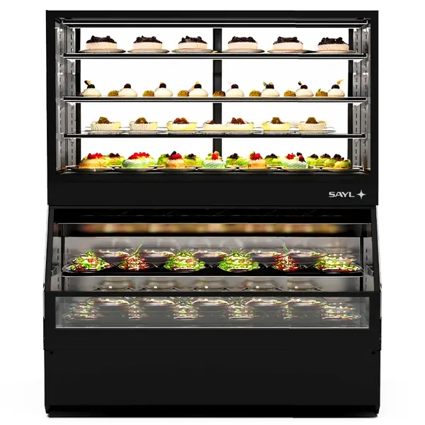 Wandmeubel (Gekoeld + Neutraal) | INTEGRA COMBI | Zwart | +4°C/+8°C (Onder) | Open (Onder) | Touchscreen | 1200x800x1780(h)mm