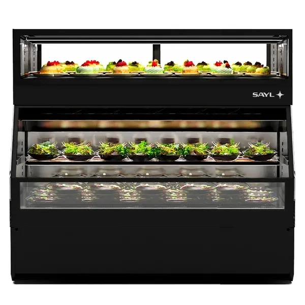 Wandmeubel (Neutraal + Gekoeld) | INTEGRA COMBI | Zwart | +4°C/+8°C (Boven) | Open (Onder) | Touchscreen | 1200x800x1230(h)mm