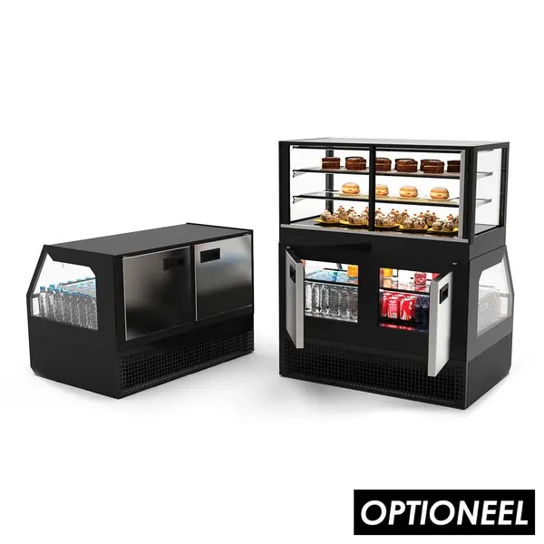 Wandmeubel (Neutraal + Gekoeld) | INTEGRA COMBI | Zwart | +4°C/+8°C (Boven) | Open (Onder) | Touchscreen | 1200x800x1480(h)mm