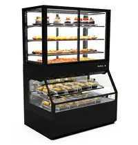 SAYL Wandmeubel (Gekoeld + Neutraal) | INTEGRA COMBI | Zwart | +4°C/+8°C (Onder) | Open (Onder) + Schuifdeuren (Boven) | Touchscreen | 1200x800x1780(h)mm