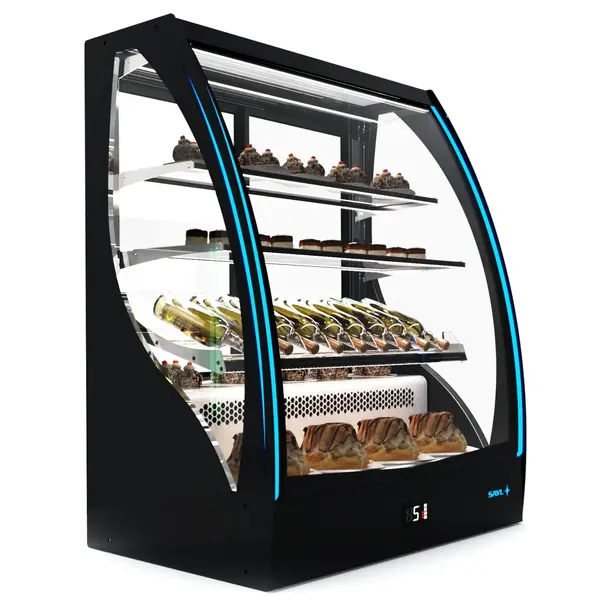 Koelvitrine | PAK | Zwart | +2°C/+6°C | Geforceerd | 4 Niveaus | Touchscreen + RGB LEDs | Wielen | 1015x620x1240(h)mm