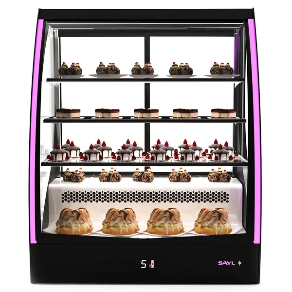 Koelvitrine | PAK | Zwart | +2°C/+6°C | Geforceerd | 4 Niveaus | Touchscreen + RGB LEDs | Wielen | 1015x620x1240(h)mm