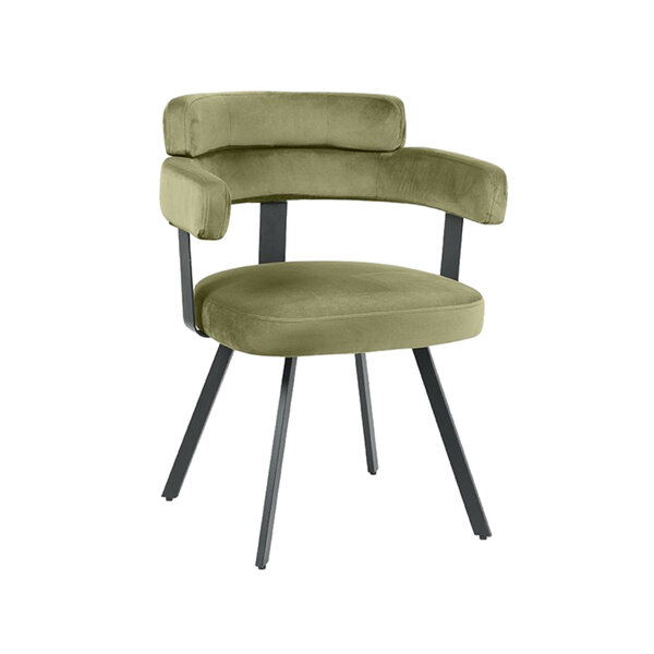 Stoel | Fluweel/Metaal | Hunter Groen | Zwart Frame | Indoor | 620x570x790(h)mm