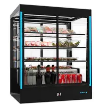 SAYL Koelvitrine | PAK | Zwart | +2°C/+6°C | Geforceerd | 4 Niveaus | Zelfbediening | Touchscreen + RGB LEDs | Wielen | 1015x620x1240(h)mm