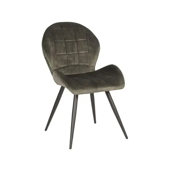 Stoel | Fluweel/Metaal | Hunter Groen | Zwarte Poten | Indoor | 510x640x870(h)mm