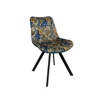 E.R.S. Stoel | Fluweel/Metaal | Blue Pattern | Zwarte Poten | Indoor | 520x580x850(h)mm