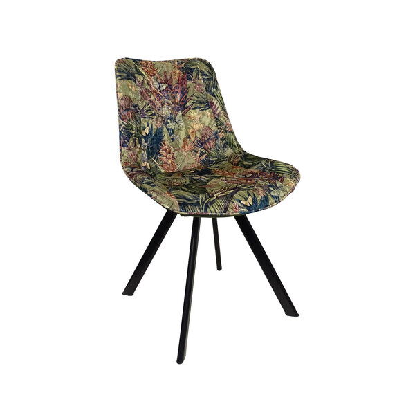 Stoel | Fluweel/Metaal | Jungle Green | Zwarte Poten | Indoor | 520x580x850(h)mm
