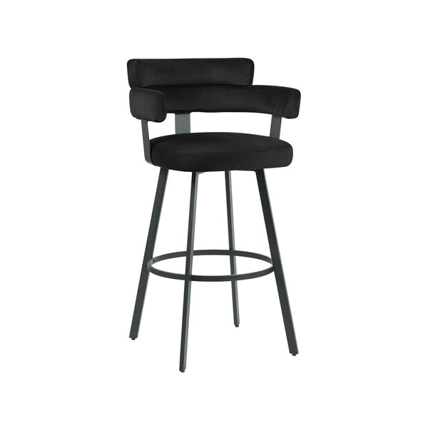 Barkruk | Fluweel/Metaal | Zwart | Indoor | 560x520x1010(h)mm