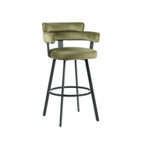 E.R.S. Barkruk | Fluweel/Metaal | Groen | Zwart Frame | Indoor | 560x520x1010(h)mm