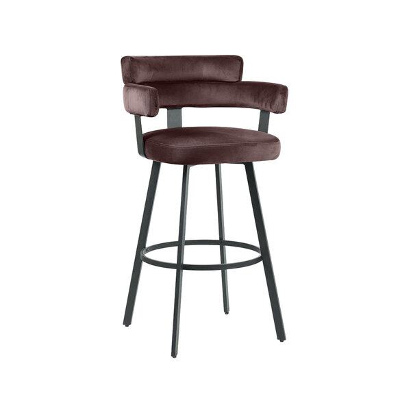 Barkruk | Fluweel/Metaal | Bruin | Zwart Frame | Indoor | 560x520x1010(h)mm